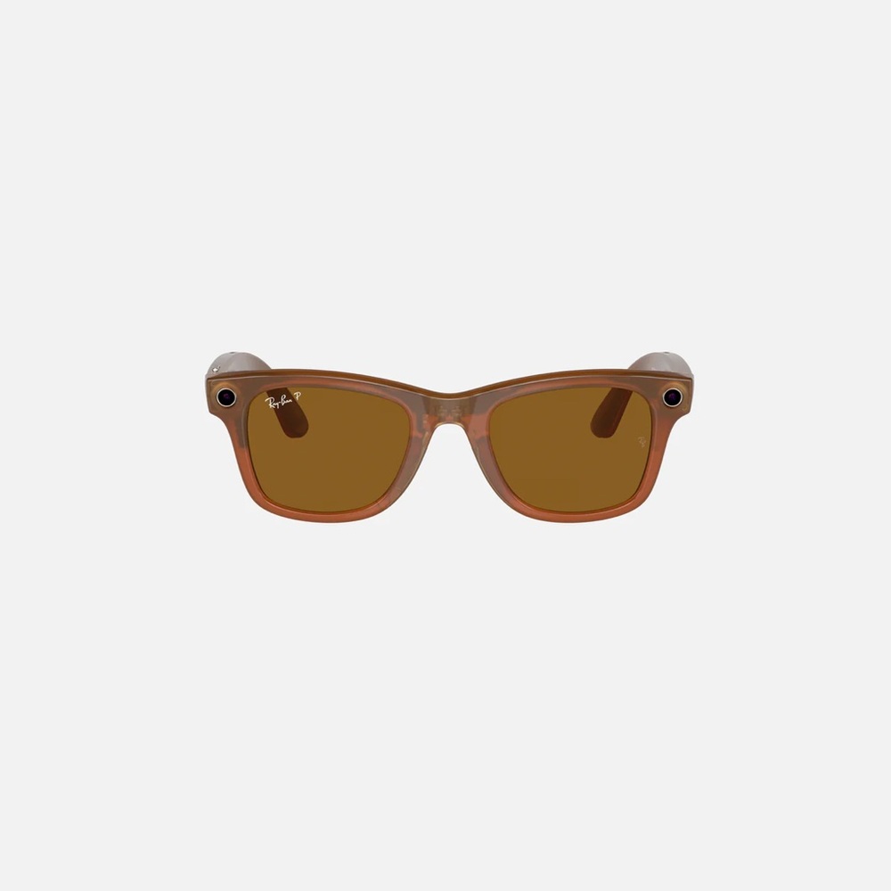 Ray-Ban Meta AI Smart Glasses: Wayfarer in Shiny Caramel with Polar Brown Lenses